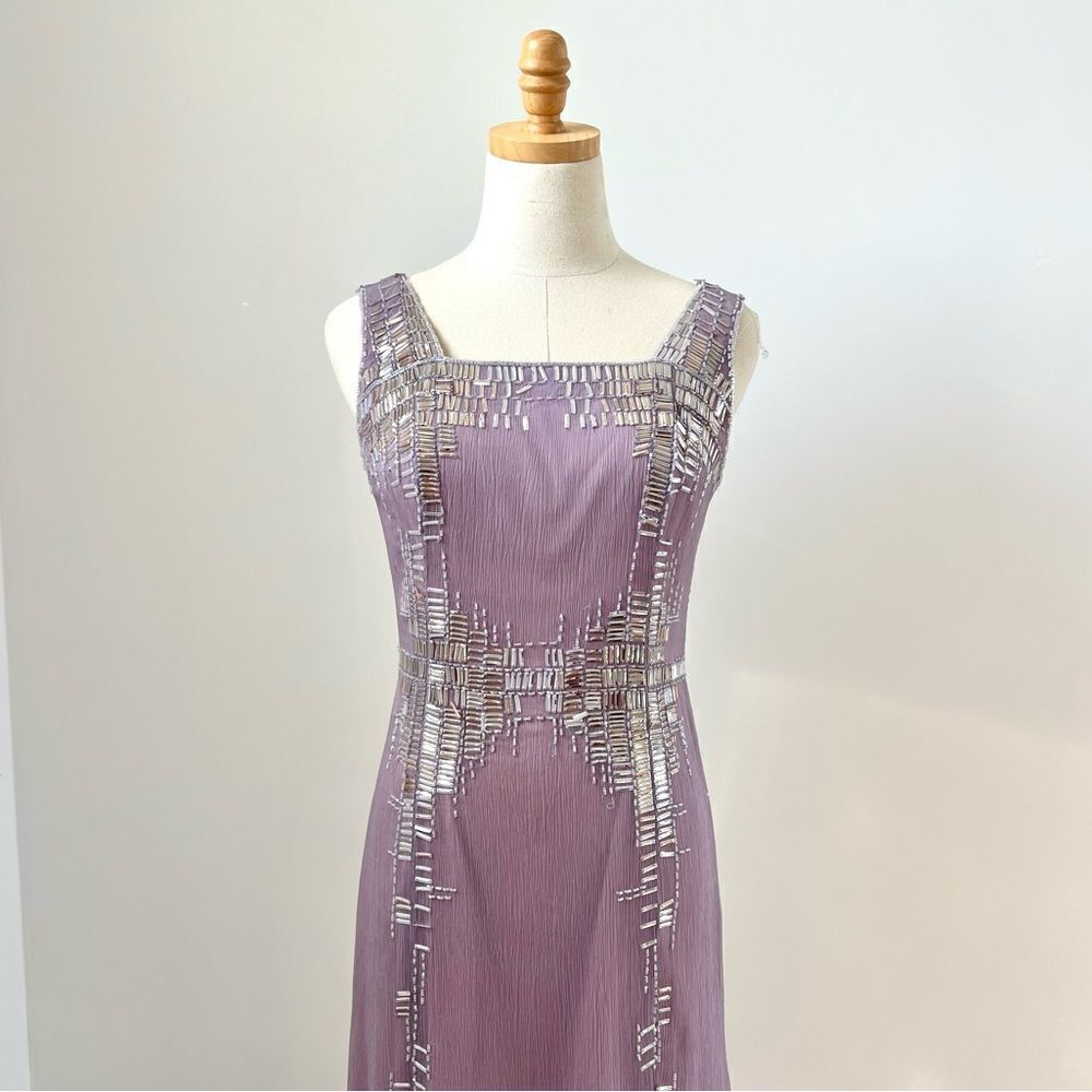 Carolina Herrera Silk Sequins Purple Dress
